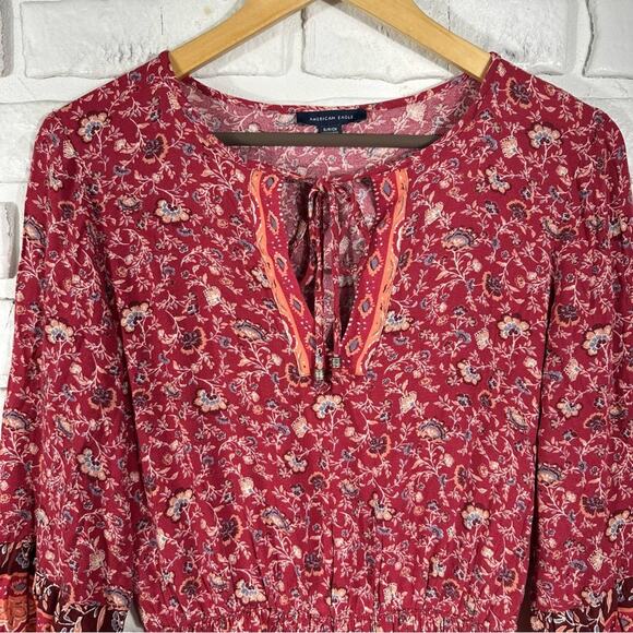 American Eagle Bohemian Floral Balloon Sleeve Dress Size Small - Picture 7 of 7